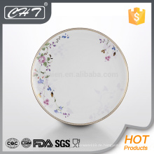 A062 Blume Knochen Porzellan Geschirr Platte mit Goldrand